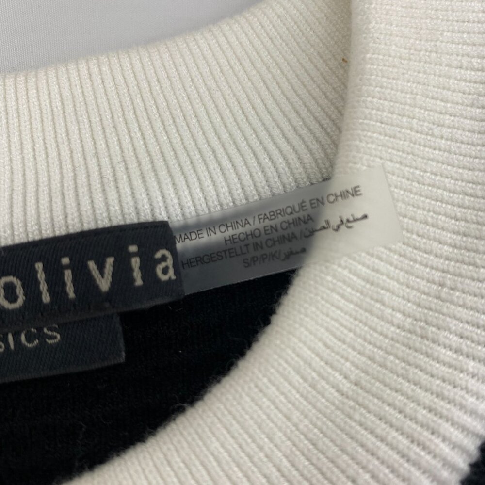 Alice + Olivia Claira Black/Soft White Cardigan Small - Picture 10 of 12